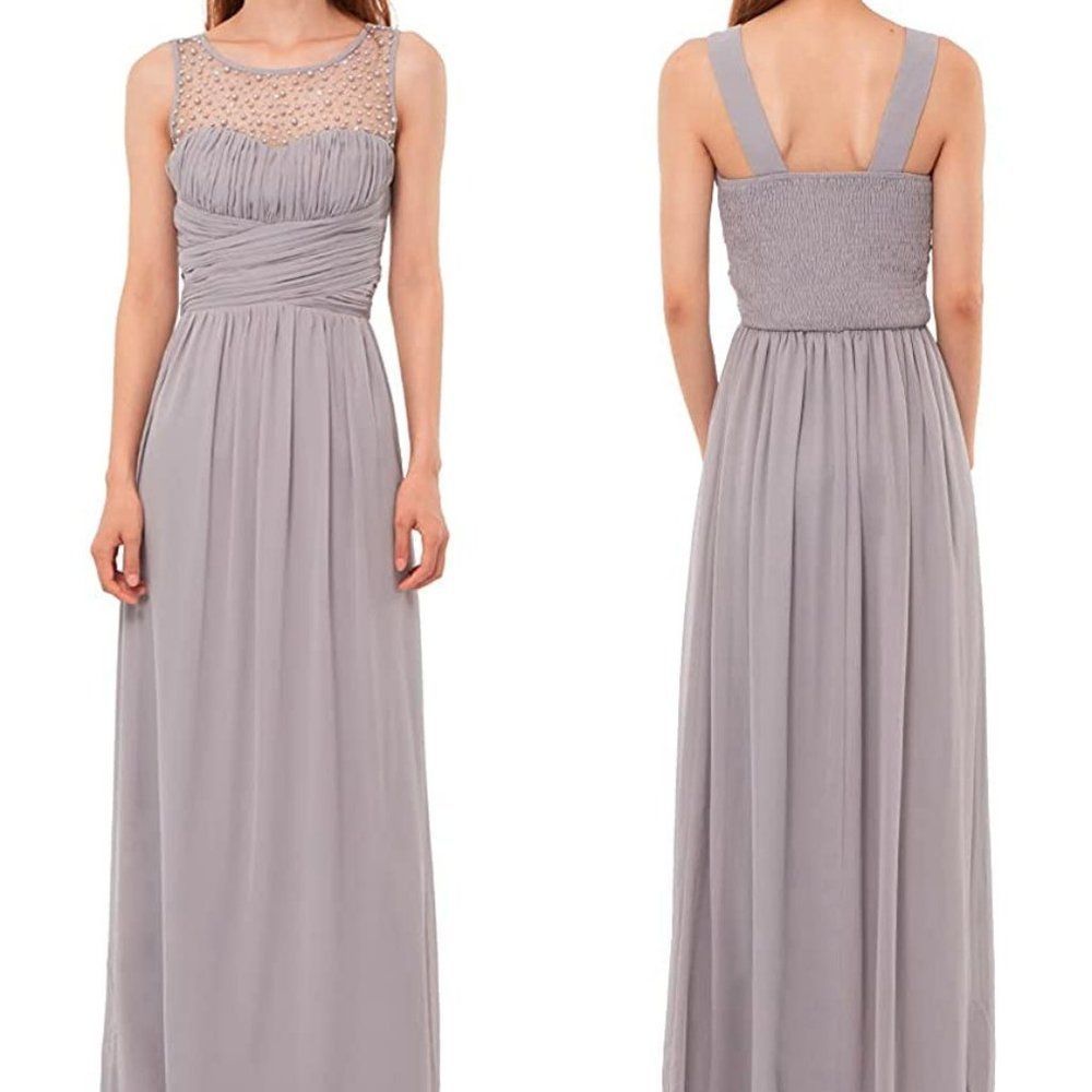 Wedding Bridesmaid Prom Long Formal Party Beaded Evening Gown Maxi Dress Size 8